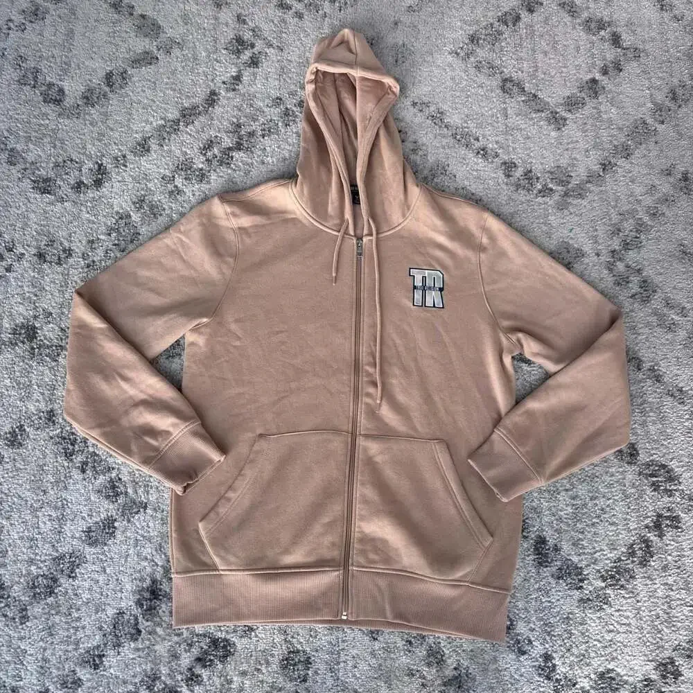 True Religion Holographic Buddha Graphic Tan Zip Up Hoodie Large